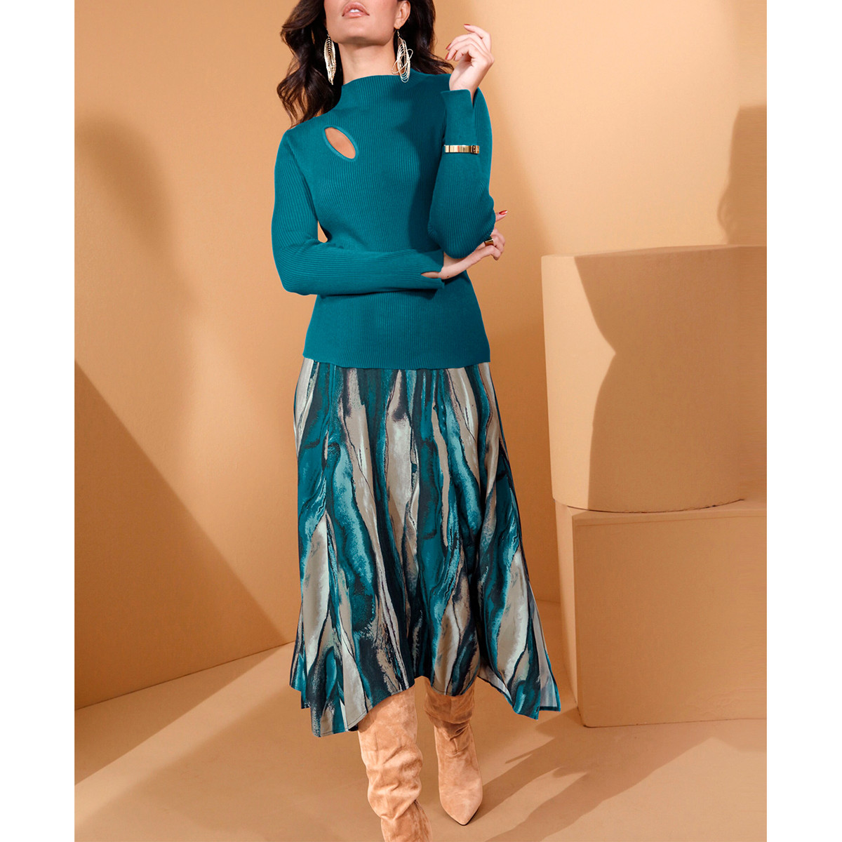 Cut-Out - Pullover aquapetrol